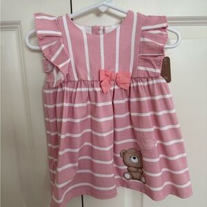 Mayoral colorete pink striped bear dress 6-9mo